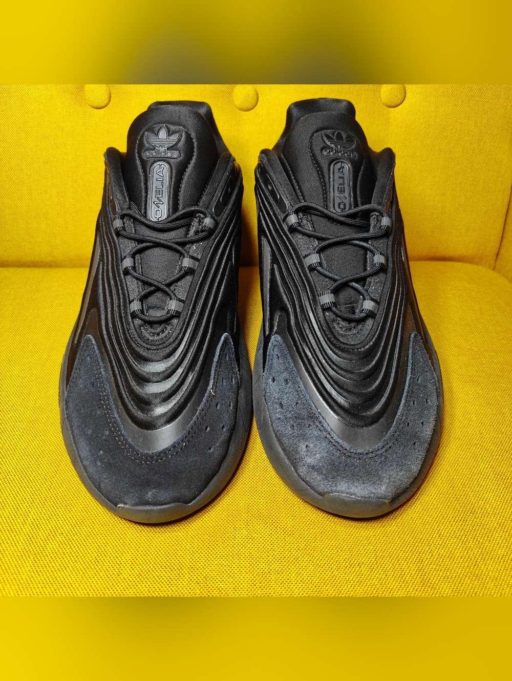 Adidas Originals Ozelia Triple Black Carbon Adiprene Sneakers Men's Shoe Size 10 - Picture 2 of 9